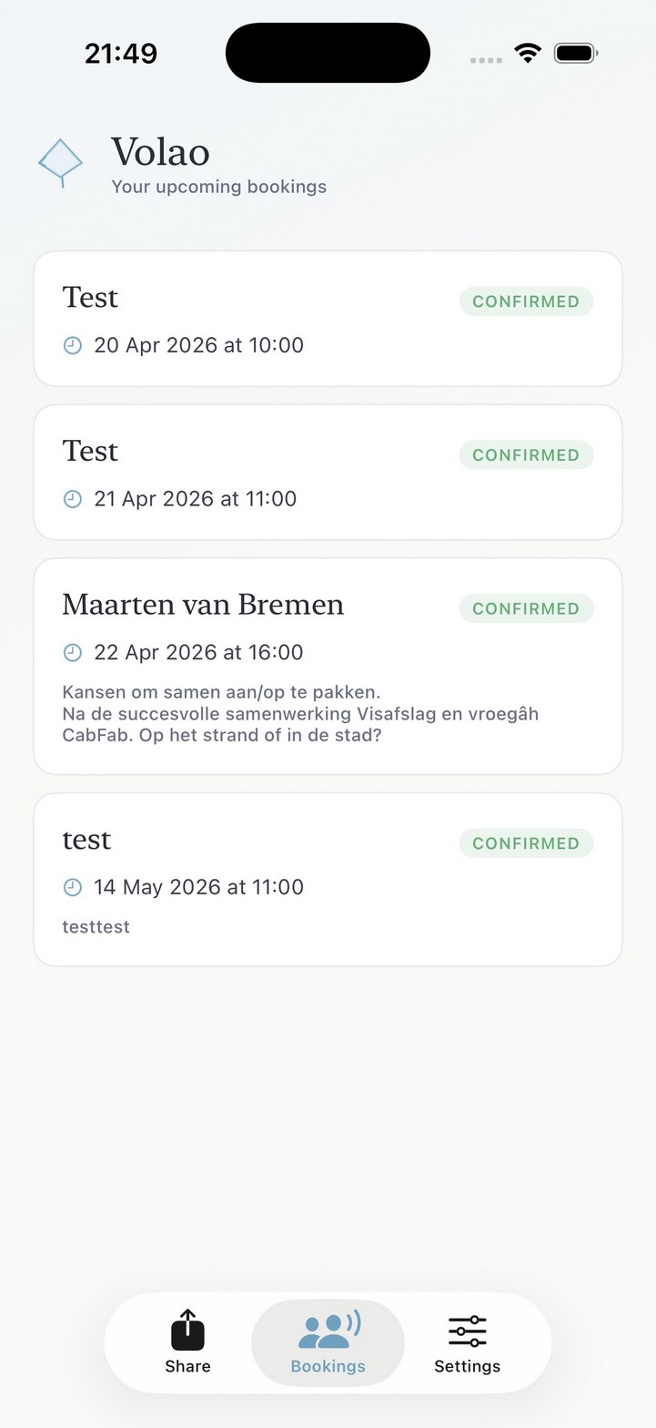 iOS Volao: aankomende boekingen